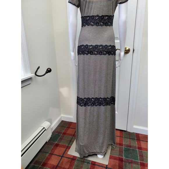Max Studio Striped Lace Maxi Dress Summer Outdoor Cocktail Party Casual Friday - Picture 6 of 11